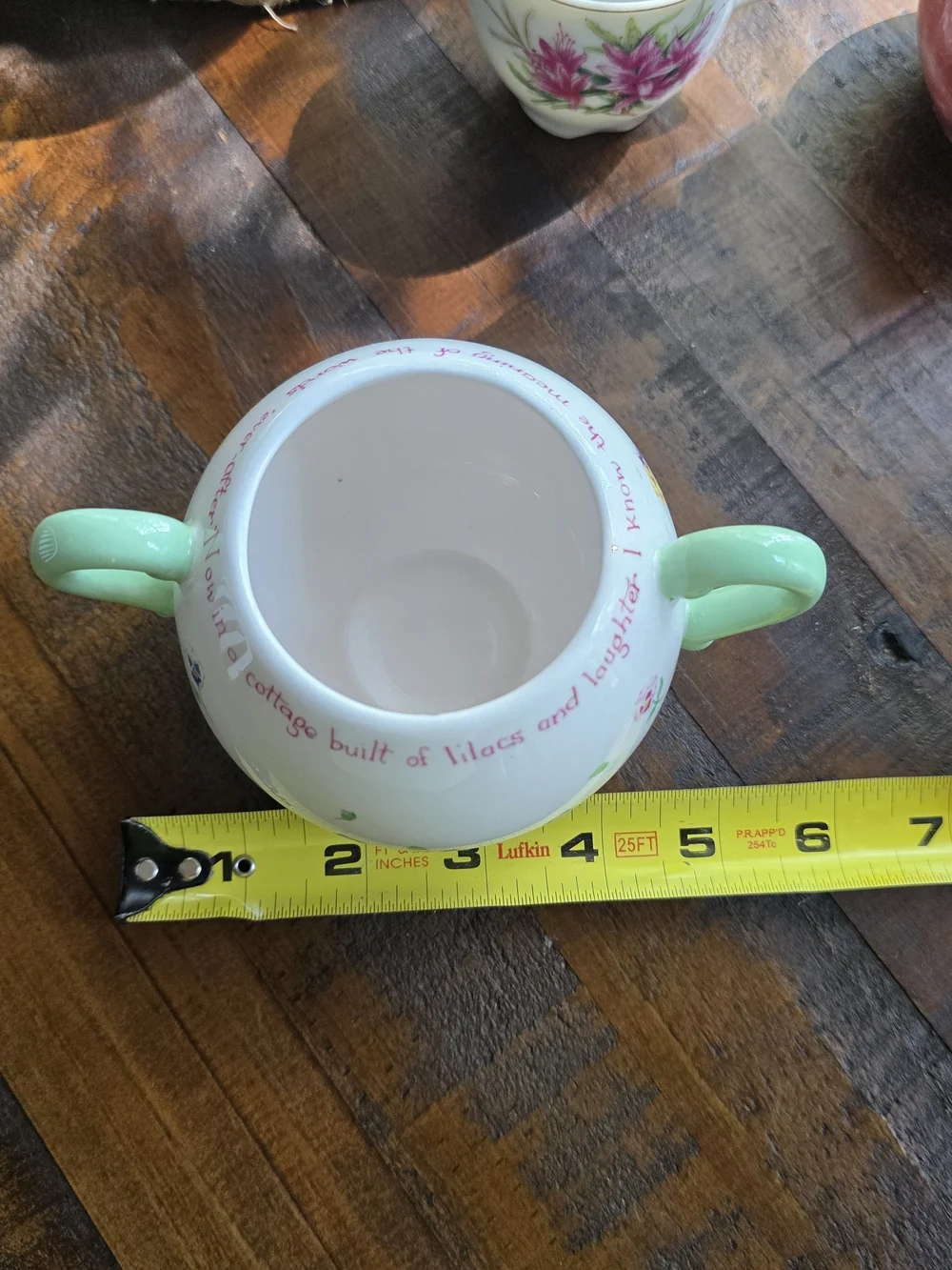 Pink Ceramic Creamer and Floral Porcelain Teacup Set - Pink & Mint Accents